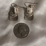 Premier Designs  Boho Hammered Silver Layered Pearl Dangle Earrings Photo 2