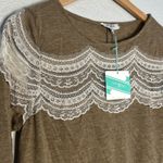 Umgee NEW Brown Swing Babydoll Dress White Lace USA Made Fall Cottage Photo 2