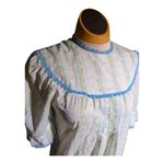 Vtg 1970s White Blue Ditsy Flower Print Prairie Cottage Lightweight Maxi Dress 6 Photo 3