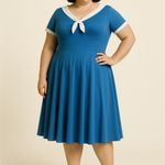 Unique Vintage  Gwynnie Bee Contrast Trim Blue Dress,‎ XL Photo 2