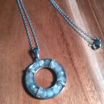 Malagasy Labradorite Stainless Steel Circle Pendant Necklace Photo 2