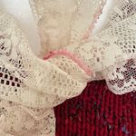 Vintage Lace Collar Sweater Size S Red Herman Geist Cottagecore Prairie 80s Photo 2