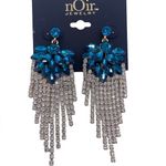 nOir luxury dangle flower crystal tassel long earrings- New Photo 0