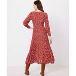 Loft Dotted V Neck Tie Waist Midi Shirt Dress Size 8 Multicolor Long Sleeve Photo 2