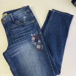 Democracy Women's Embroidered Geometric Shapes Jeans Girlfriend Size 8 Stretch Photo 5