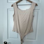 Elodie  Bodysuit Beige Ribbed, Knot Detail, Sleeveless, Size XL NWT Photo 1