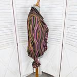 Violet+Claire  Retro Print Heart Petal Ruffle Blouse‎ Black Multi Large Photo 2