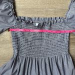 Hill House  Home Nesli sleeved midi tiered nap dress navy blue micro gingham XS Photo 9