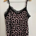 Active USA Pink & Black Leopard Print Cami w/adjustable Straps & lace V-Neck Photo 1