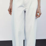 ZARA  High-Rise Wide Leg Crossover Waist Jeans Size 8 White Preppy Chic Photo 0