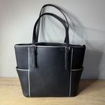 Michael Kors  Jet Set Bag Black White Tote Saffiano Leather Purse Shoulder Bag Photo 2