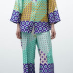 ZARA New High Rise Patchwork Print Cropped Straight Legs Pants Size M 3218/229 Photo 0