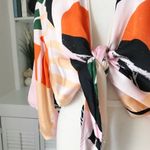 Revolve Skye & Staghorn Eddie Kimono Tie Top M Satin Tropical Mod Palm Print Pink Size M Photo 5