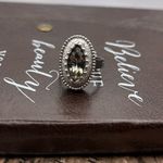 Vintage Oversized Marquise Rhinestone Statement Ring Silver Tone Size 8 Gray Photo 5