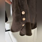 Misslook brown fuzzy house coat with hood pockets button up sz small Photo 3