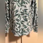 Eddie Bauer NWOT  Green and Blue Leaf Fleece Pullover 1/4 zip size medium Photo 3