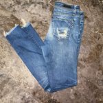 Buckle Blue Skinny Jeans with Distressed Details Photo 2