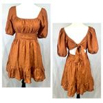 Altar'd State Altar’d State burnt orange ruffle open tie back milkmaid dress size medium Photo 1