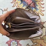 Taupe Brown Small Woven Leather Crossbody Purse Handbag Photo 6