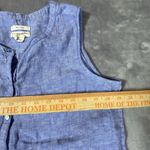 Christian Siriano Top Small Shirt 100 % Linen Sleeveless Blue Cool Beach Coastal Photo 2