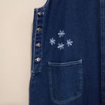 Amilano Collection M Cottagecore Denim Jumper Embroidered Dress Blue Size M Photo 4