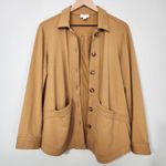 J Jill Modern Barn Knit Shacket Jacket Button Tan Camel Soft Casual, M Petite Size undefined Photo 1