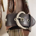 Rue 21  Brown & Teal Pin Stripe Open Toed Heels Photo 2