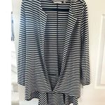 Soft Surroundings Calista Grey & Black Stripe Lightweight Peplum Jacket Photo 4