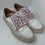 Catisa Vintage Cream and light brogues with silver and pink rhinestones Size 7.5 White Photo 4