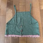 ZARA  crochet crop top in green with pink trim size medium Photo 3