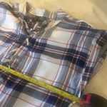 Want And Need Plaid Mini Dress Size M Lace up Front Red Blue and White Rayon Size M Photo 6