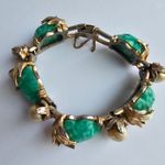 Vintage Hargo Creations unsigned faux jade nugget baroque pearls bracelet Green Photo 10