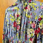 byTiMo Semi Couture Long Sleeve Ruffle Mock Neck Mini Dress Floral Blue Medium M Photo 4