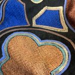 Penny Lane handpainted boho coat, mohair & leather mongolian fur shaggy collar,L Green Size L Photo 14