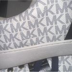 Michael Kors  Women's MK Signature Logo Low Top Sneakers White Navy Size 9.5 Photo 11