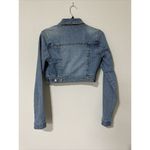 Judy Blue  Cropped Jean jacket Womens Large L Denim Biker  Embroidered Pockets Photo 3