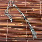 Talbots Silver and Black Tassel Necklace Photo 0