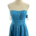 David's Bridal Blue Pleated Bodice Waistband Strapless Dress Womens Size 8 Photo 1