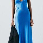 ZARA Dress Cobalt Blue Satin Effect Maxi Midi Wedding Party Date Coctail Photo 13