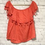 a.n.a BoHo Style off the shoulder  tassel top in coral orange Sz Medium Photo 1