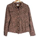 Kensie Western Shacket Womens S Brown Zebra Print Button Down 100% Cotton Earthy Photo 1