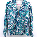 Lilly Pulitzer  Skipper Popover Small 1/2 Zip Elephant Print Hooded Sweatshirt Photo 0