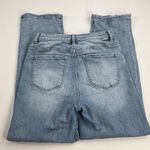 Risen High Rise Crossover Straight Leg Distressed Jeans Light Wash Size 7/28 Blue Photo 3