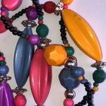 Vintage Black Pink Yellow Colorful Boho Beaded Retro Necklace Photo 7