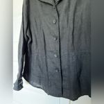 Flax  Linen Lagenlook Boho Button Front Lightweight Jacket Shirt | Black | Medium Photo 2