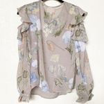 Lost + Wander  Grey Sheer Cold Shoulder Floral Top Size XS NWT Photo 10