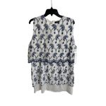 AQUA  Embroidered Layered dress‎ Sleeveless Floral Cotton White Blue XXL Photo 3