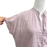 Everlane 100% Linen Boxy Split-Neck Short Sleeve Shirt Top Blouse Purple size 6 Photo 2