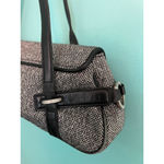 Ann Taylor Shoulder Bag Black Tweed with Faux Leather Trim Top Handle Pur Photo 2