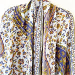 Raj India Light Blue Paisley Floral Rectangle Scarf‎ Boho Cottagecore Feminine Blue Photo 4